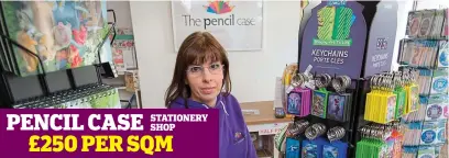  ??  ?? PENCIL CASE STATIONERY SHOP £250 PER SQM