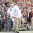  ?? NELSON ?? Arkansas coach Bret Bielema looks on from the sideline during a loss to Auburn.