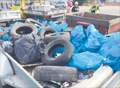  ??  ?? Just some of the rubbish collected in Levin on Saturday as part of the national Keep New Zealand Beautiful Week.