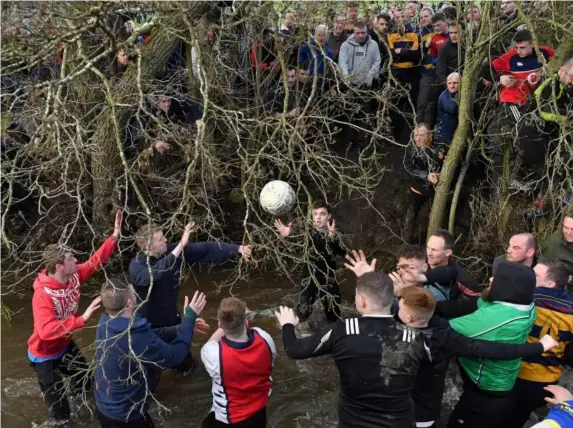  ?? (Getty) ?? The annual Royal Shrovetide Football Match took place in Ashbourne yesterday
