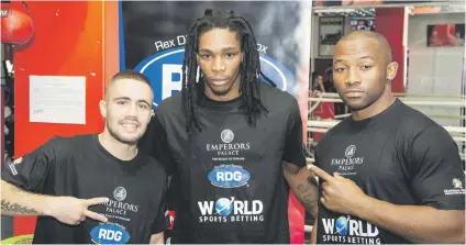  ?? Picture: James Gradidge/n-squared photo ?? PACKING A PUNCH. Dee Jay Kriel (left), Thulani Mbenge and Thabiso Mchunu will all feature on a star-studded bill at Emperors Palace on June 23.