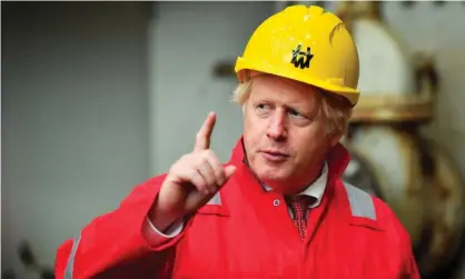  ?? Photograph: Ben Birchall/PA ?? Boris Johnson at Appledore Shipyard in Devon, August 2020.