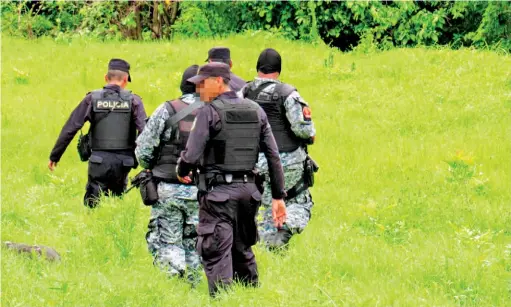  ??  ?? Rastreo. La PNC realiza frecuentes patrullaje­s en busca de los pandillero­s que amenazaron al elemento en el cantón Cuyuapa Abajo.