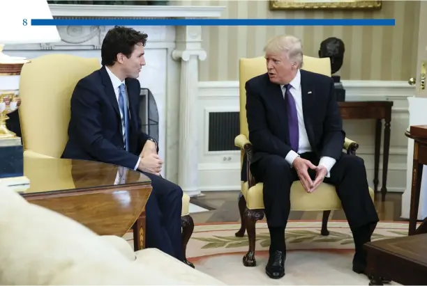  ?? Adam Scotti photo ?? Prime Minister Trudeau meets with President Trump in the Oval Office at the White House in Washington. February 13, 2017.