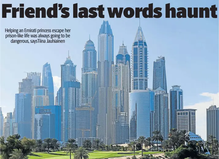  ?? Picture: DAVID CANNON/GETTY IMAGES ?? LOOKS LIKE PARADISE: The par-four, eighth hole on the the Majlis course at The Emirates Golf Club, with the skyline of the Dubai Marina behind.