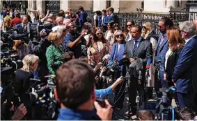  ?? ?? The families of the Nottingham attacks victims at the Court of Appeal yesterday. Below, the three stabbed to death on June 13 last year were, from left, Ian Coates, Barnaby Webber and Grace O’malley-kumar