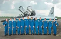  ?? VIA ASSOCIATED PRESS ?? The 2017 NASA Astronaut Class are photograph­ed at the Johnson Space Center in Houston, Texas. The group includes doctors, scientists, engineers, pilots and military officers.