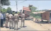  ?? ANI ?? A shop belonging to an accused in the Ram Navmi violence, being demolished in Khambhat on Friday.