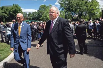  ?? JIM LO SCALZO, EUROPEAN PRESSPHOTO AGENCY ?? Rep. Billy Long, center, worked on an $8 billion amendment to the health care bill to help patients who would be hit with higher costs and to make the measure more palatable to moderates.