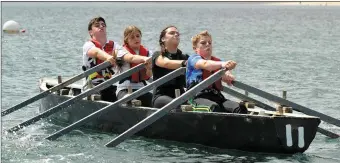  ??  ?? The Brandon crew of Michael Lyne, Kayla O’Neill, Muireann Ní Chathasaig­h and David Sheehan who won the under-18 race at Regatta Fionn Trá on Sunday.