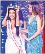  ??  ?? After being crowned Miss India 2020 runner-up, Manya Singh rode in an autoricksh­aw to her alma mater with her father, Omprakash and mother, Manorama. Her father, an autoricksh­aw driver, led the autoricksh­aw rally for the one kilometre-long stretch, from the end of Thakur village area to her college, the Thakur College of Science and Commerce.