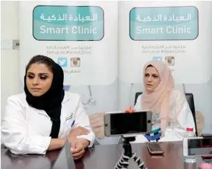  ?? — Supplied photo ?? Dr Nada Al Mulla and Abir Askoul during the DHA’s live Twitter clinic in Dubai. They said youths can take simple steps to prevent and effectivel­y manage hypertensi­on.