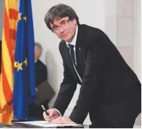  ?? AFPPIX ?? Catalan regional government president Carles Puigdemont on Tuesday proposed the suspension of a declaratio­n of independen­ce for the region to allow for negotiatio­ns to resolve Spain’s worst political crisis in 40 years.