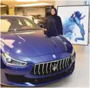  ?? ?? Noted Qatari artist Muna al-Bader at the Maserati showroom at a recent collaborat­ion with the Italian car company.
PICTURE: Shaji Kayamkulam