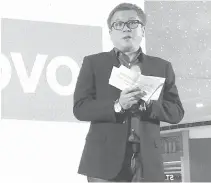  ?? PHOTO BY LISBET K. ESMAEL ?? Michael Ngan, Lenovo Philippine­s country general manager, gives his opening remarks at Lenovo’s campaign launch in Ortigas City on September 22, 2017.