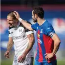  ??  ?? Serbian internatio­nal teammates Aleksandar Mitrovic and Luka Milivojevi­c lined up on opposing sides. Photograph: Sebastian Frej/MB Media/Getty Images