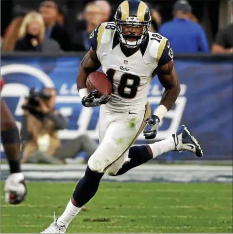  ?? ASSOCIATED PRESS FILE ?? Los Angeles Rams wide receiver Kenny Britt runs against the Atlanta Falcons in December in Los Angeles.