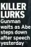  ?? ?? KILLER LURKS Gunman waits as Abe steps down after speech yesterday