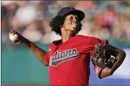  ?? TONY DEJAK — THE ASSOCIATED PRESS ?? Cleveland Indians starting pitcher Triston McKenzie delivers in the first inning of a baseball game against the Kansas City Royals, Friday, July 9, 2021, in Cleveland.