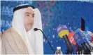  ??  ?? KUWAIT: Secretary-General of the General Secretaria­t of Awqaf Mohammad Al-Jalahma delivers a speech on behalf of Awqaf Minister Mohammad Al-Jabri during the forum.