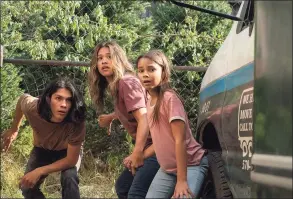  ?? Peter H. Stranks / TNS ?? From left, Lucius Hoyos as Noah, Gina Rodriguez as Jill Adams and Ariana Greenblatt as Matilda in “Awake.”