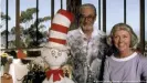  ??  ?? Theodor Seuss Geisel, otherwise known as Dr. Seuss, and his wife Audrey pose with the Cat in the Hat