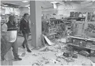  ?? CALIFORNIA GOVERNOR’S OFFICE OF EMERGENCY SERVICES VIA AP ?? California Gov. Gavin Newson, right, inspects earthquake damage inside a Sears in Ridgecrest, Calif. Officials expressed relief that damage and injuries weren’t worse after the largest earthquake in the region in nearly 20 years.