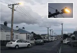  ?? PHOTOS: GREGOR RICHARDSON/ LINDA ROBERTSON ?? Before and after . . . Old highpressu­re sodium streetligh­ts in Melbourne St earlier this week (left) compared with new LED lights last night.