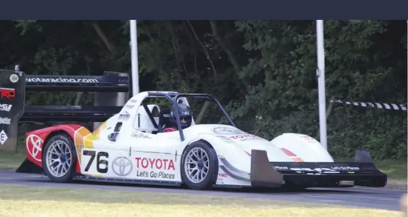  ??  ?? Could this be the future of motorsport? Toyota’s electric hillclimb car at the Goodwood Festival of Speed
