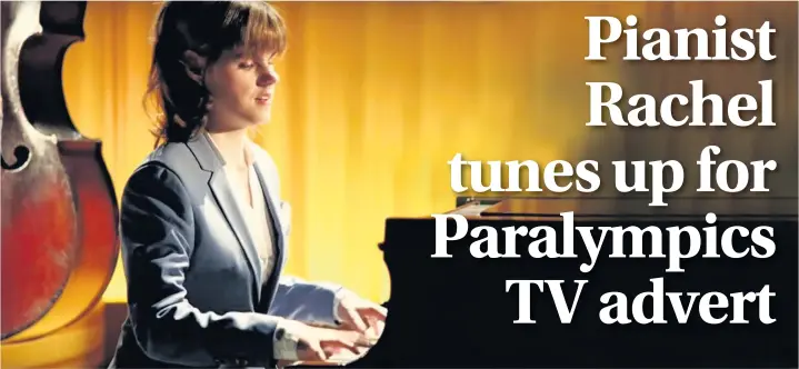  ??  ?? Pianist Rachel Starritt, from Bridgend, plays the piano on an advert for Channel 4’s coverage of the upcoming September Rio Paralympic­s