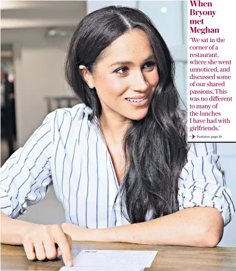  ??  ?? The Duchess of Sussex at the Luminary Bakery in north London, where she spoke to The Daily Telegraph’s Bryony Gordon about the project that helps disadvanta­ged women