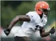  ?? KEN BLAZE — ASSOCIATED PRESS ?? Browns wide receiver Antonio Callaway runs a route during practice on Aug. 2.