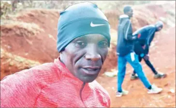  ?? SIMON MAINA/AFP ?? Kenyan marathon runner Eliud Kipchoge takes part in a training session near Kaptagat in western Kenya on March 17.