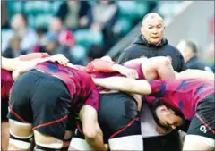  ?? AFP ?? Eddie Jones watches his players warm up during the Six Nations internatio­nal rugby union match against Ireland on Saturday.