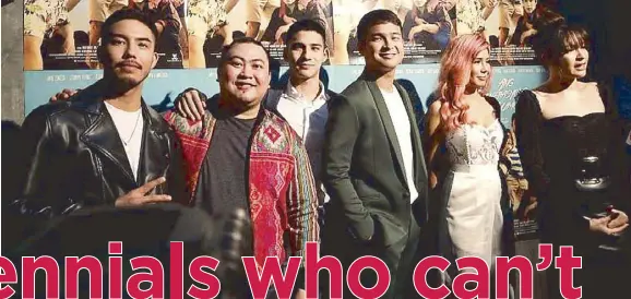  ??  ?? Director Jason Paul Laxamana (second from left) with the cast (from left) Tony Labrusca, Albie Casiño, Jerome Ponce, Myrtle Sarrosa and Jane Oineza during the premiere night