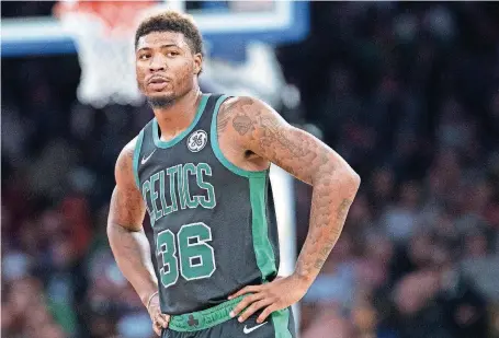  ?? [AP PHOTO] ?? After losing his mother to bone marrow cancer last month, Celtics guard Marcus Smart has found refuge on a basketball court. The Thunder meet the Celtics Thursday night at Chesapeake Energy Arena. Game time is 7 p.m.