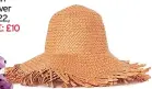  ??  ?? Paper straw hat, H&M, was £29.99, now £18 SAVE: £11.99