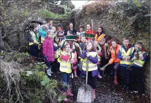  ??  ?? The Inistioge Beaver Scouts busy at work at St Colmcille’s Well.