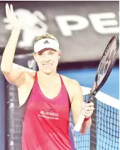  ??  ?? Angelique Kerber of Germany celebrates her victory against Camila Giorgi of Italy during their women’s singles semi-final at the Sydney Internatio­nal tennis tournament in Sydney on January 12, 2018. - AFP photo