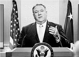  ?? NICHOLAS KAMM/AFP ?? Secretary of State Mike Pompeo calls allegation­s of wrongdoing “all crazy stuff ” during a news briefing Wednesday.