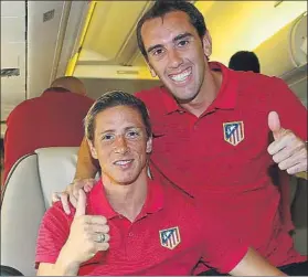 ?? FOTO: WEB AT. MADRID ?? Torres y Godín, justo antes de partir El Atlético jugará dos ‘bolos’ en Australia