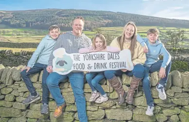  ?? ?? FAMILY FRIENDLY: Right, Rachael Higgins, founder of Yorkshire Dales Food & Drink Festival, which is held at Funkirk Farm. Above, with her husband Andy and their three children.