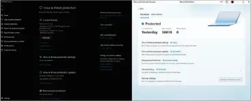  ?? ?? The existing Windows Defender (left) versus the new Microsoft Defender Preview (right). Open this image in a new tab to zoom in.