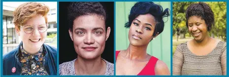  ?? Courtesy Photo ?? Playwright­s featured at this year’s T2 New Play Festival include (from left) Bryna Turner, Adrienne Dawes, Na’Tosha De’Von and Rachel Lynett. LatinX Theatre Project will kick off an artistic affiliatio­n with TheatreSqu­ared with participat­ion in this year’s festival, and teen work from all over the state will be celebrated at the ninth annual Young Playwright­s’ Showcase.