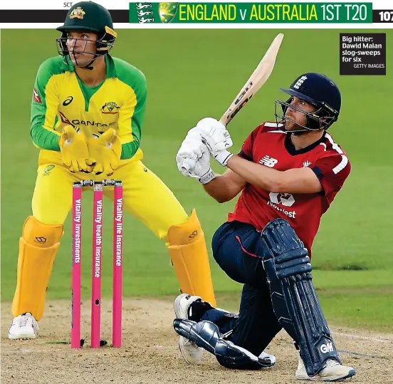  ?? GETTY IMAGES ?? Big hitter: Dawid Malan slog-sweeps for six