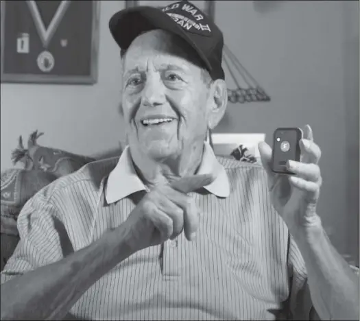  ??  ?? WWII HERO GETS TO STAY AT HOME: Pete Shaw has always been sharp as a tack, but when the minor falls, shuffling steps and difficulty with everyday tasks started, sending Pete to a nursing home nearly became a reality. But that all changed, and Pete dodged the nursing home when his daughter-in-law found this number (1-800-848-9092 EXT: FHHW427) and got him a tiny new medical alert device that instantly connects him to help whenever and wherever he needs it with no monthly bills ever.