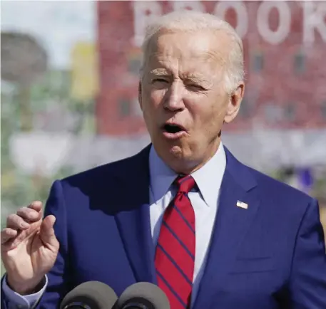  ?? Ap file ?? OLD AND IMPATIENT: President Biden speaks at Brookland Middle School on Friday in Washington, D.C.