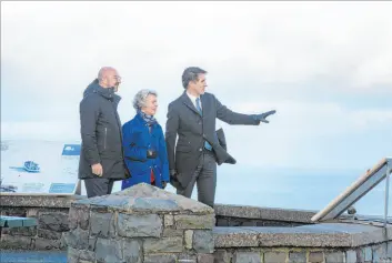  ?? Paul Daly
The Associated Press ?? Charles Michel, President of the European Council, from left, Ursula von der Leyen, President of the European Commission and Canadian Prime Minister Justin Trudeau visit historic Signal Hill in St. John’s, Newfoundla­nd and Labrador on Friday.