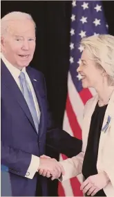  ?? REUTERS ?? linea comune. Joe Biden con Ursula von der Leyen