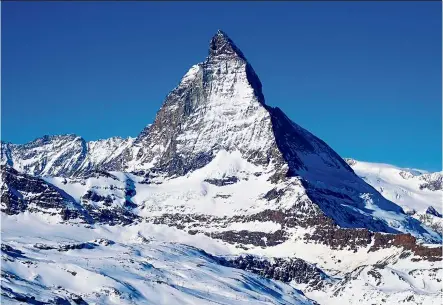 ?? — Photos: J.b. LIM ?? the iconic Matterhorn can be seen from many of the towns in Zermatt.
